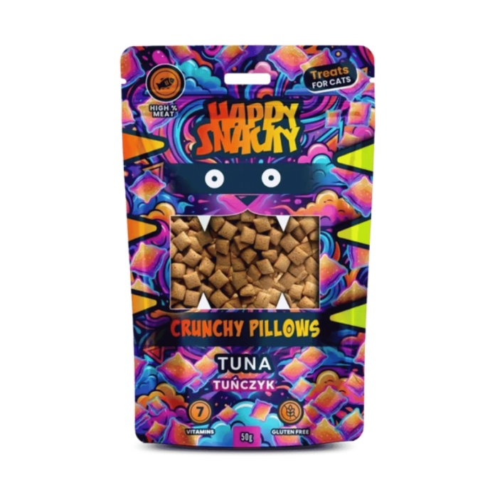 Happy Snacky Crunchy Pillows Tuńczyk 50 g - chrupiące przysmaki dla kota
